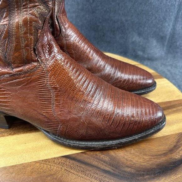 Dan Post Men's Vintage Teju Lizard Antique Tan Boots Model DP2351R Size 10.5 D - Picture 5 of 16